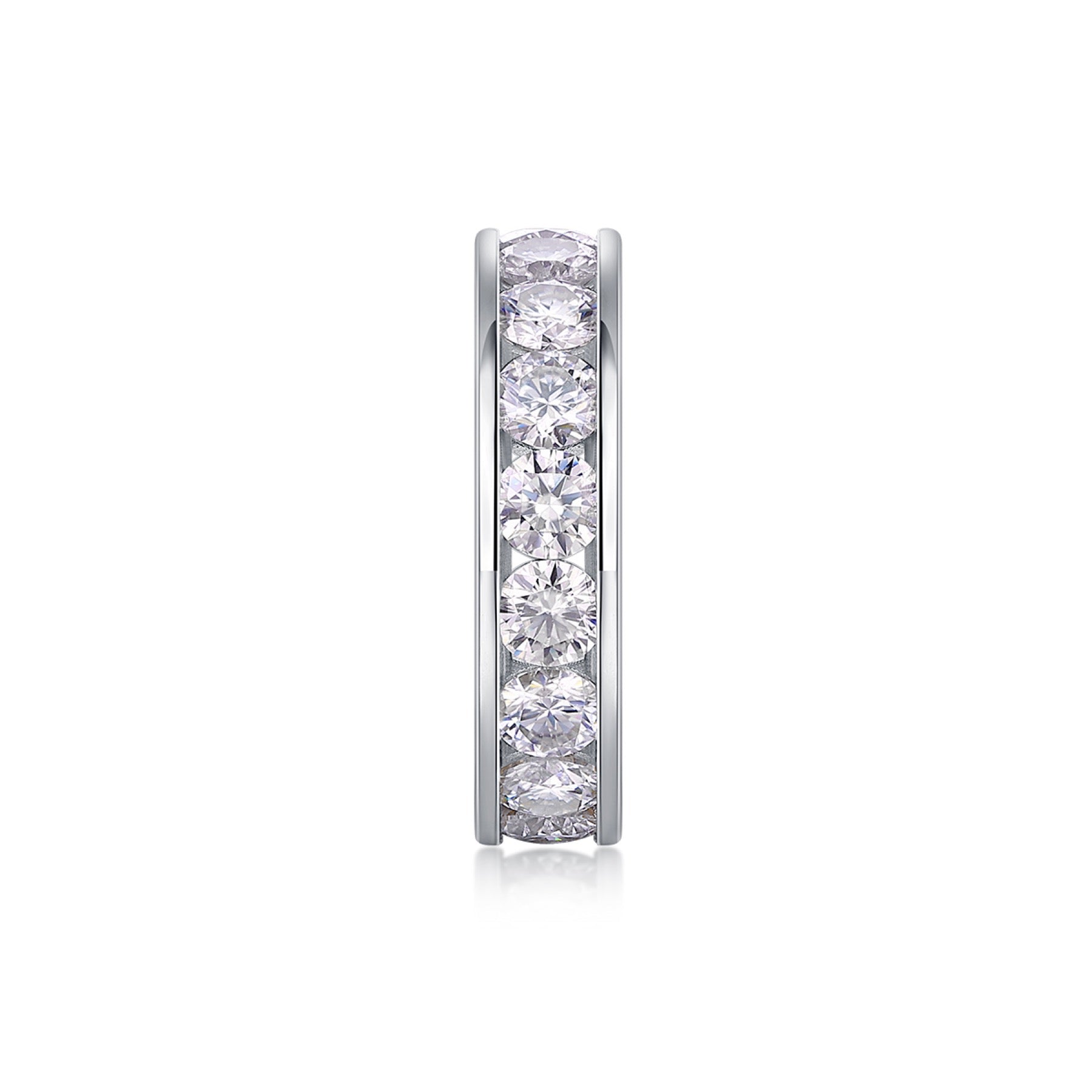 Channel Moissanite Eternity Band Ring in Sterling Silver
