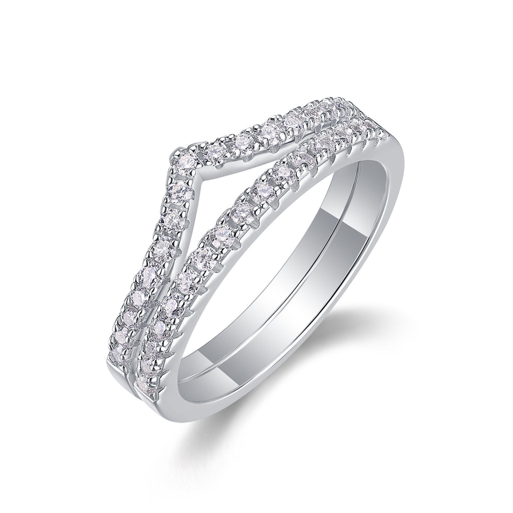 Cradle Moissanite Band Ring in Sterling Silver
