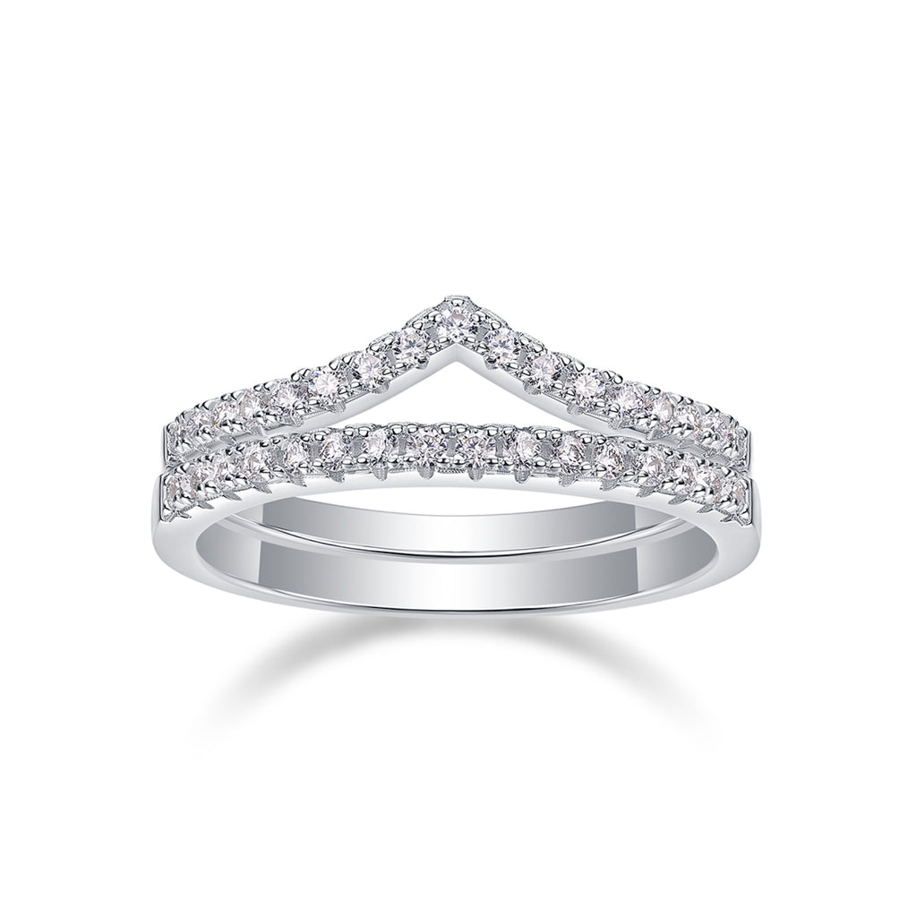 Cradle Moissanite Band Ring in Sterling Silver
