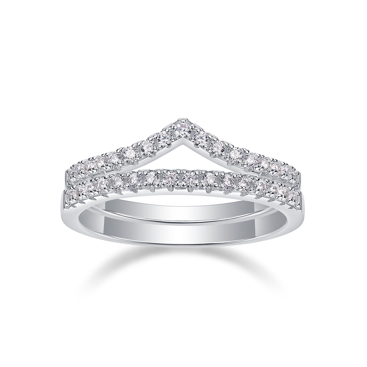 Cradle Moissanite Band Ring in Sterling Silver