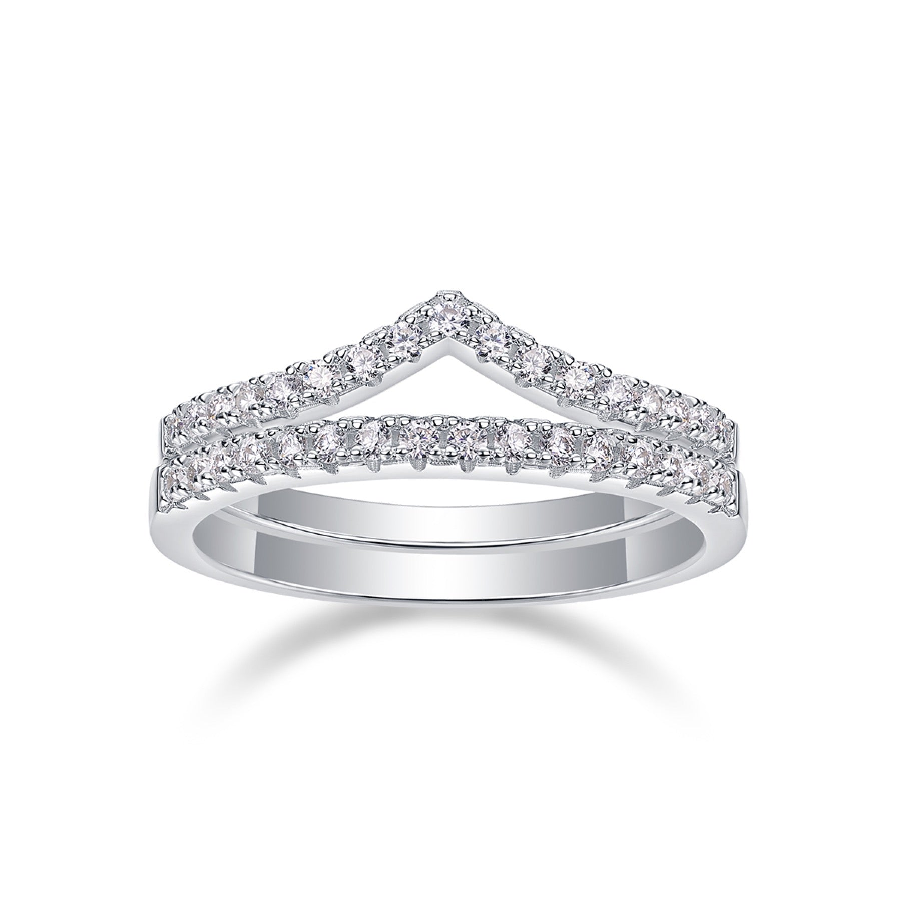 Cradle Moissanite Band Ring in Sterling Silver