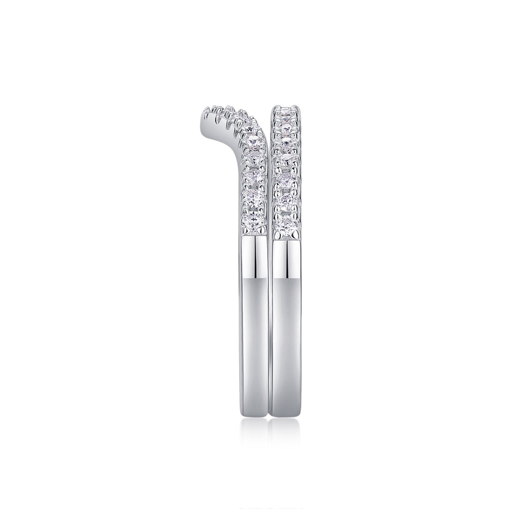 Cradle Moissanite Band Ring in Sterling Silver