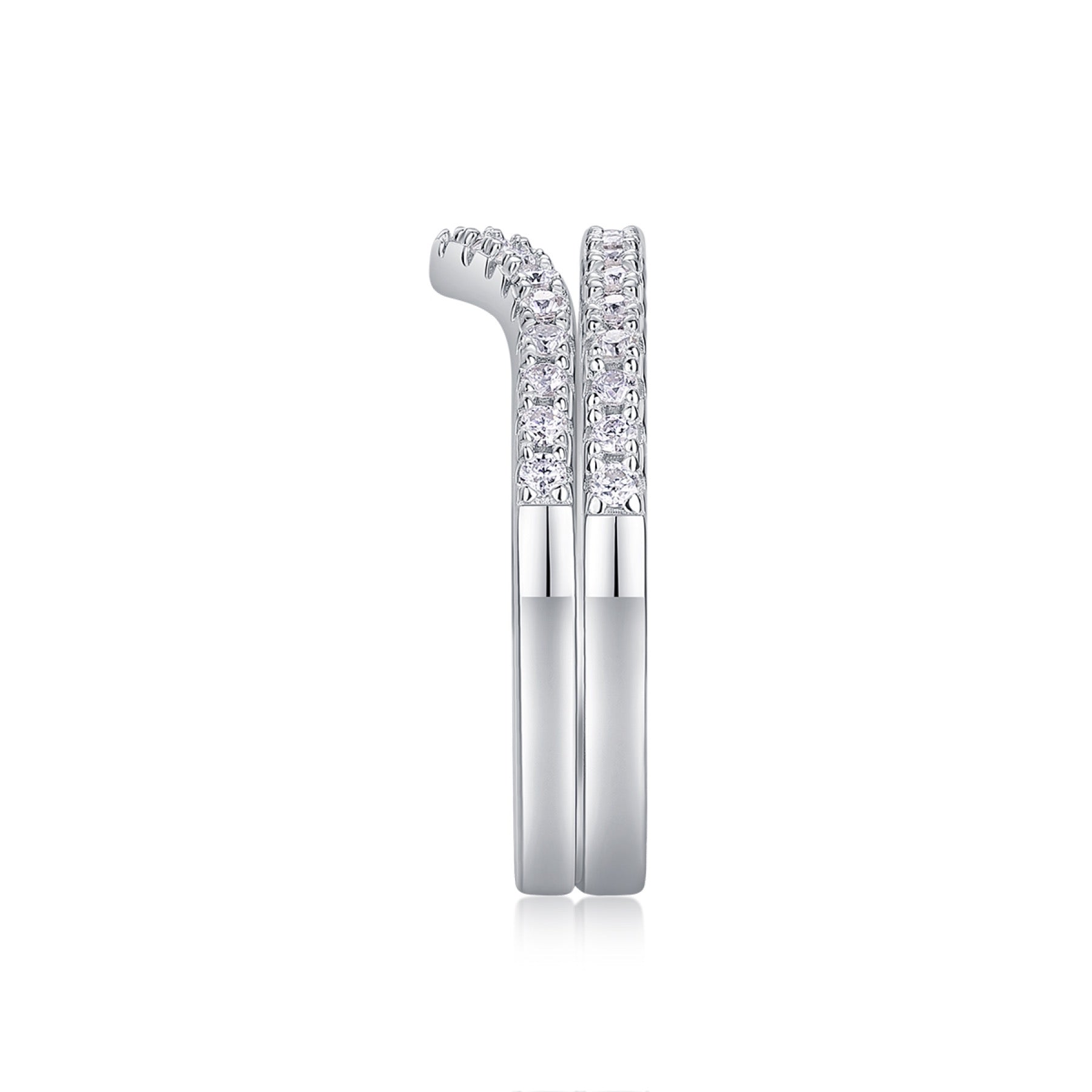Cradle Moissanite Band Ring in Sterling Silver