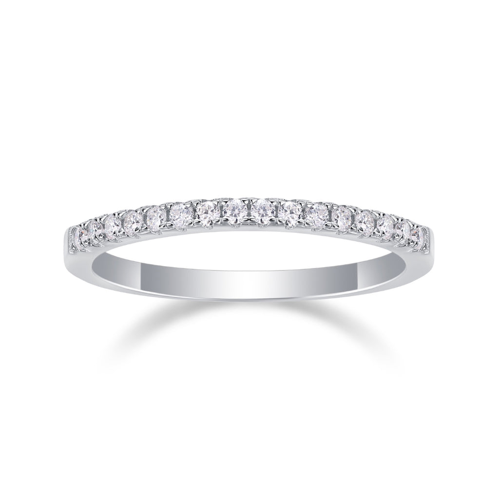 Cradle Moissanite Band Ring in Sterling Silver