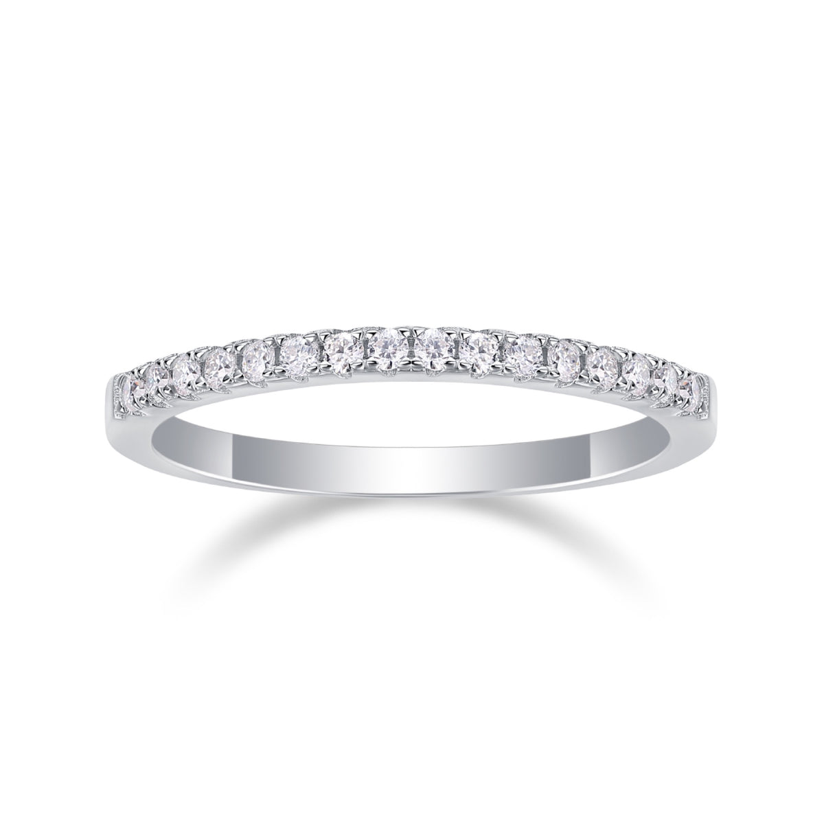 Cradle Moissanite Band Ring in Sterling Silver
