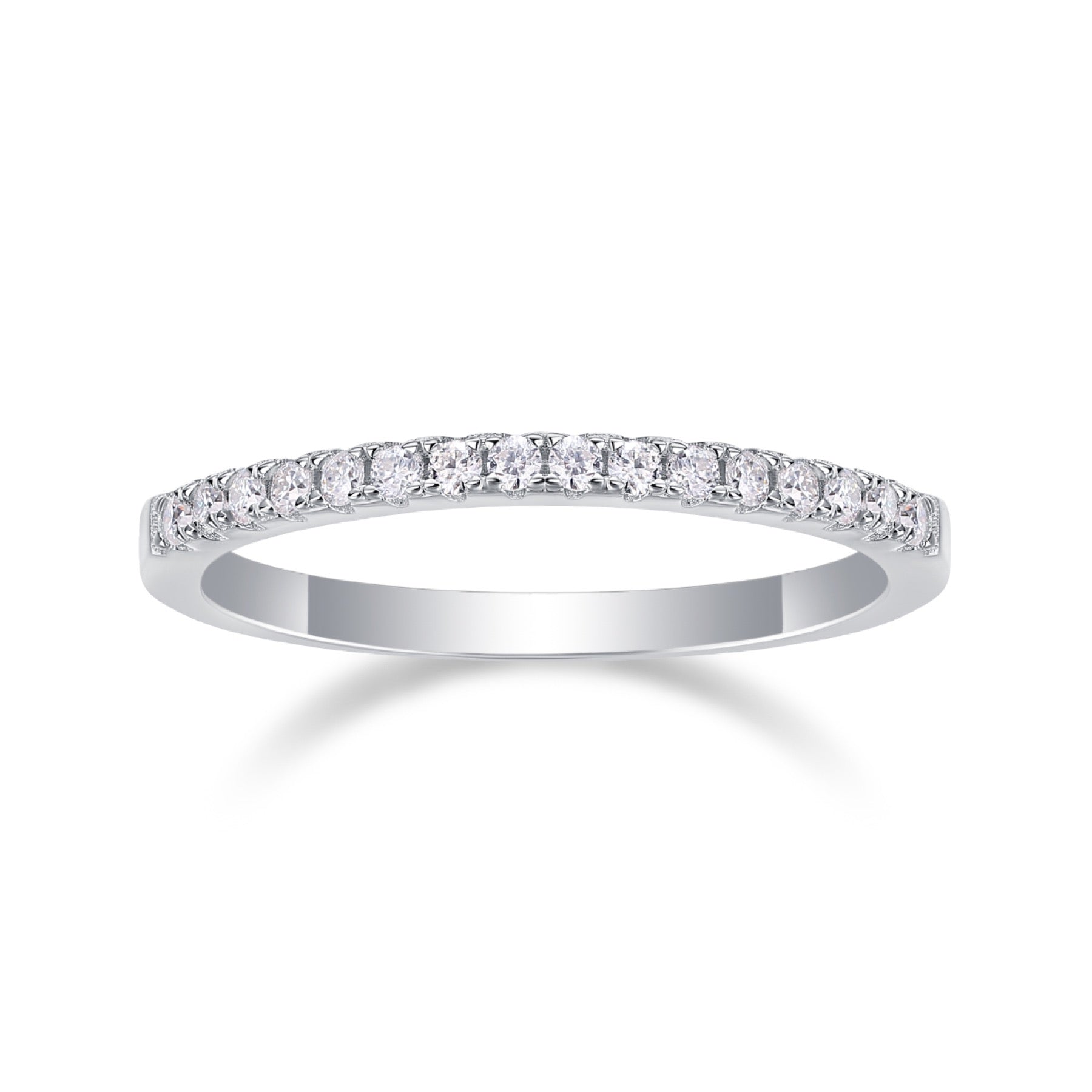 Cradle Moissanite Band Ring in Sterling Silver