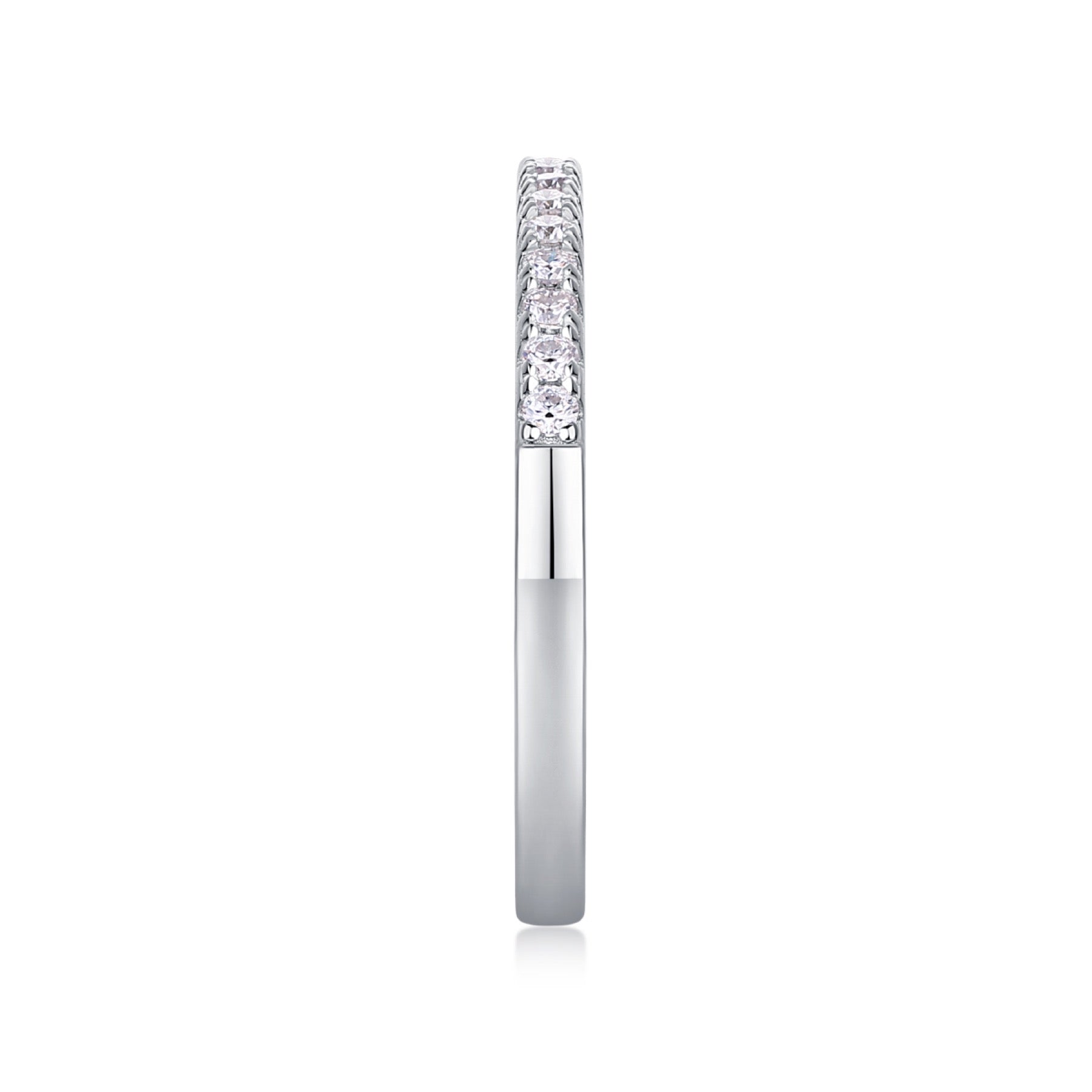 Cradle Moissanite Band Ring in Sterling Silver
