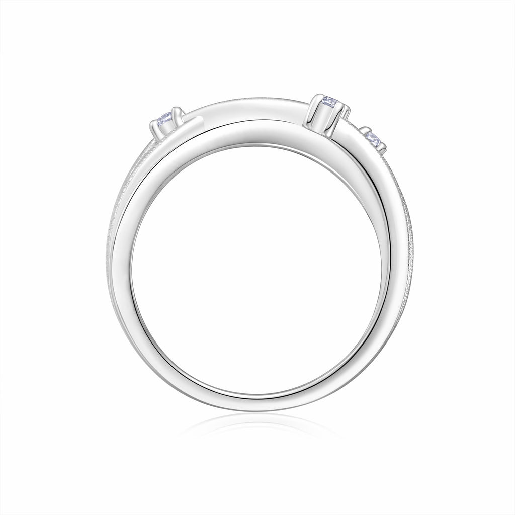 Crosslet Moissanite Band Ring in Sterling Silver