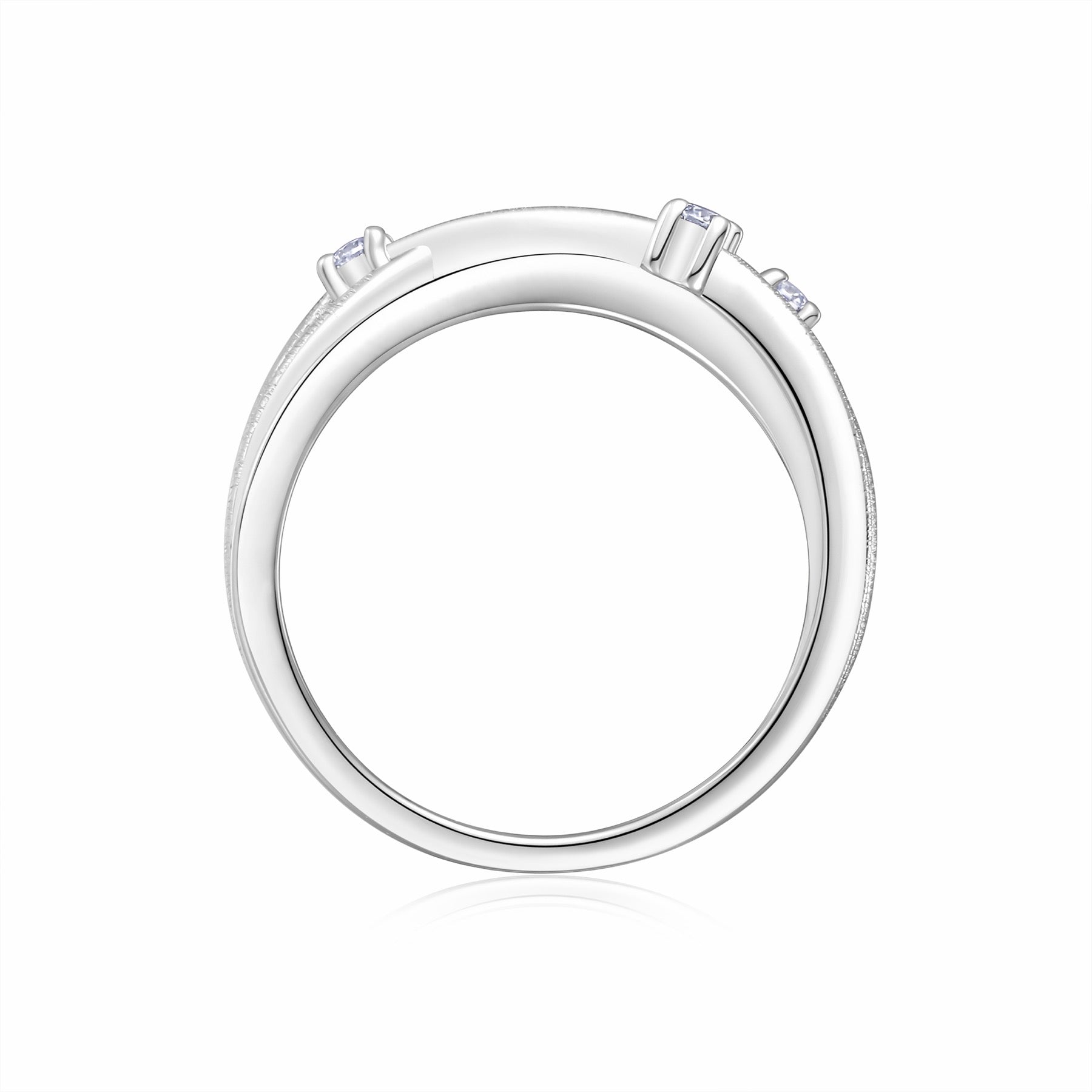 Crosslet Moissanite Band Ring in Sterling Silver
