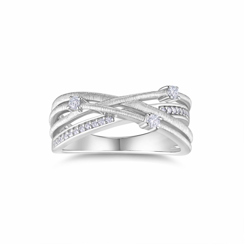 Crosslet Moissanite Band Ring in Sterling Silver