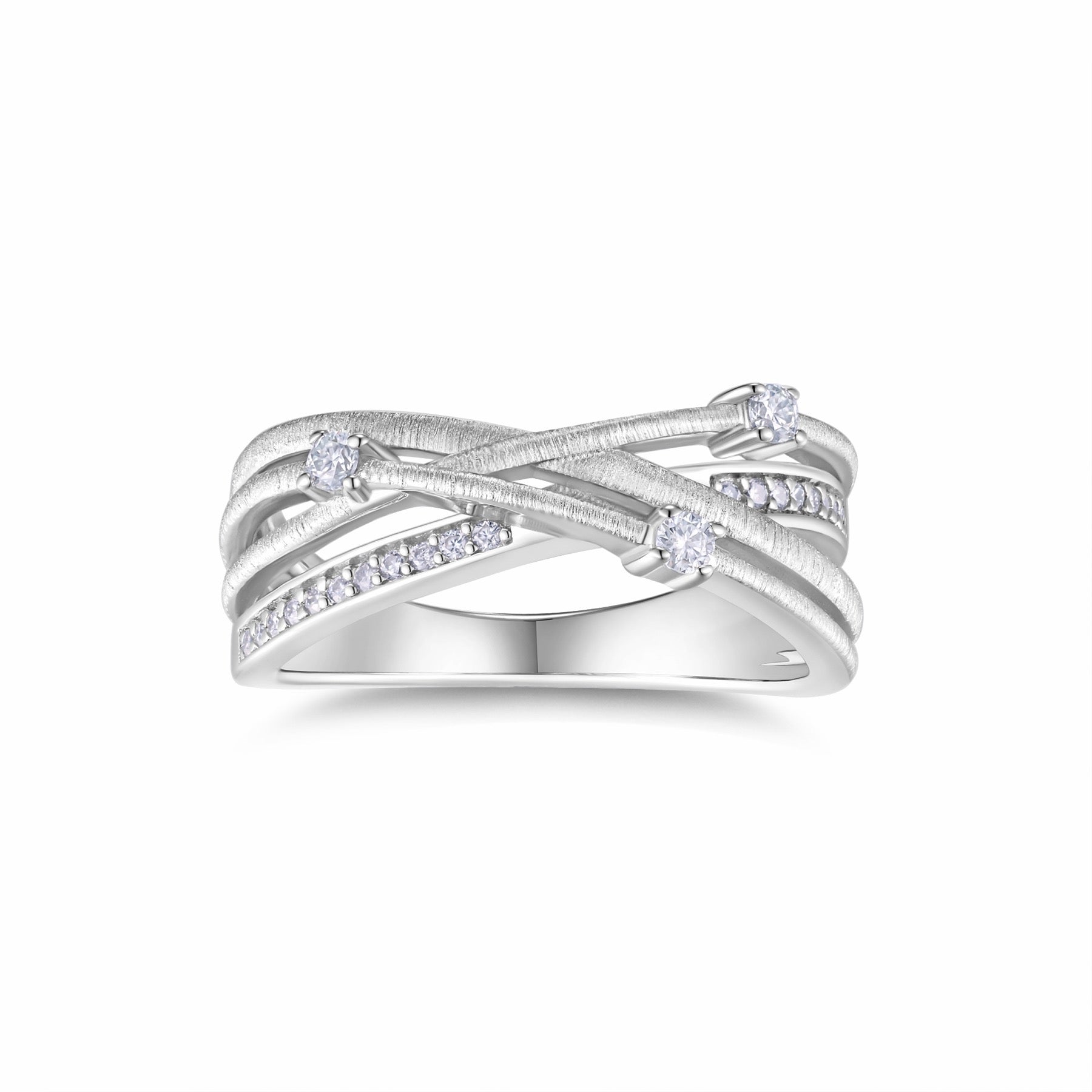 Crosslet Moissanite Band Ring in Sterling Silver