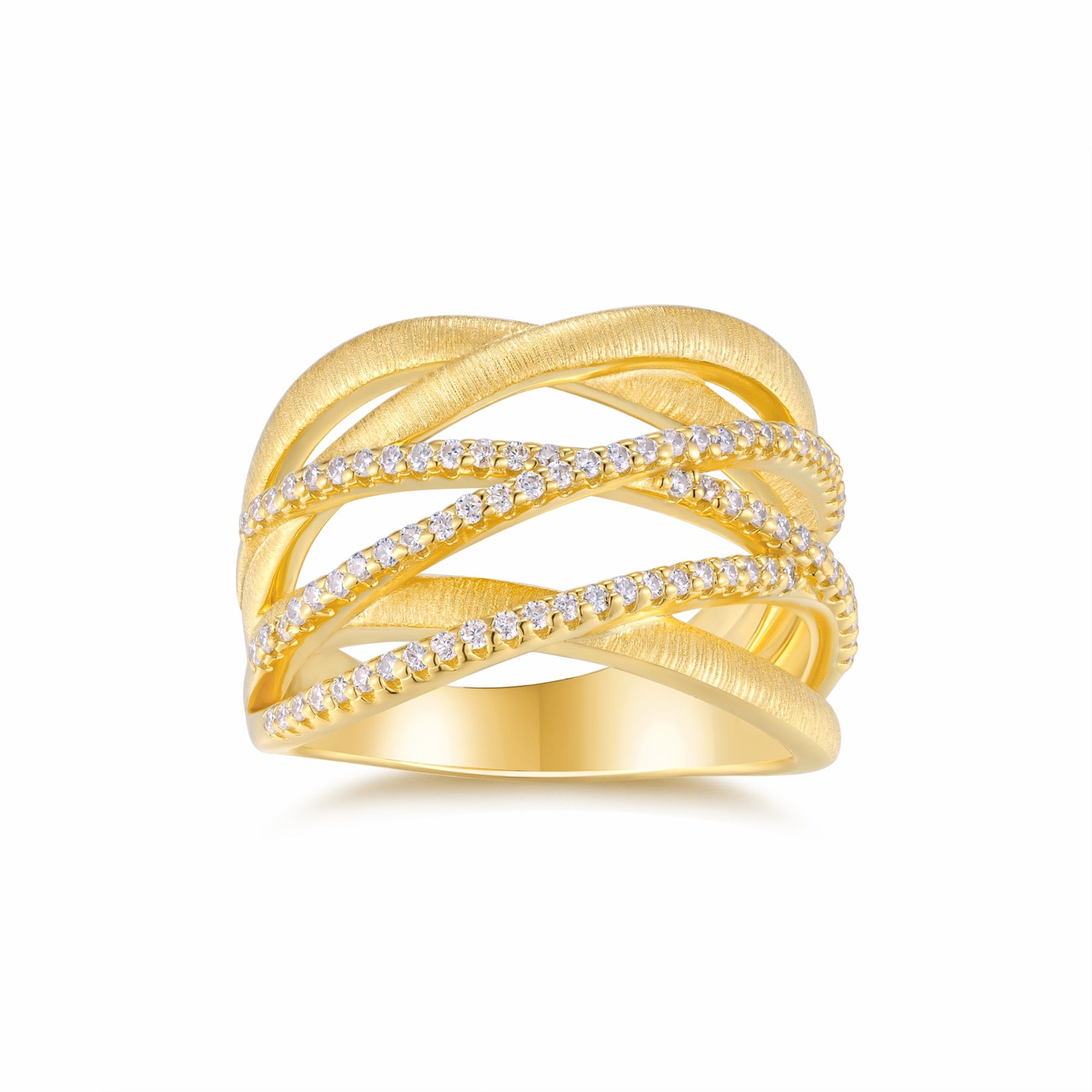 Intreccio Moissanite Band Ring in Gold-Tone Sterling Silver