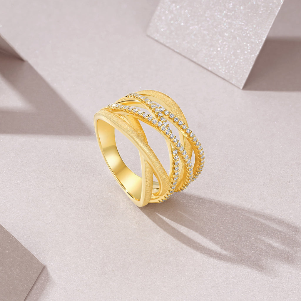 Intreccio Moissanite Band Ring in Gold-Tone Sterling Silver