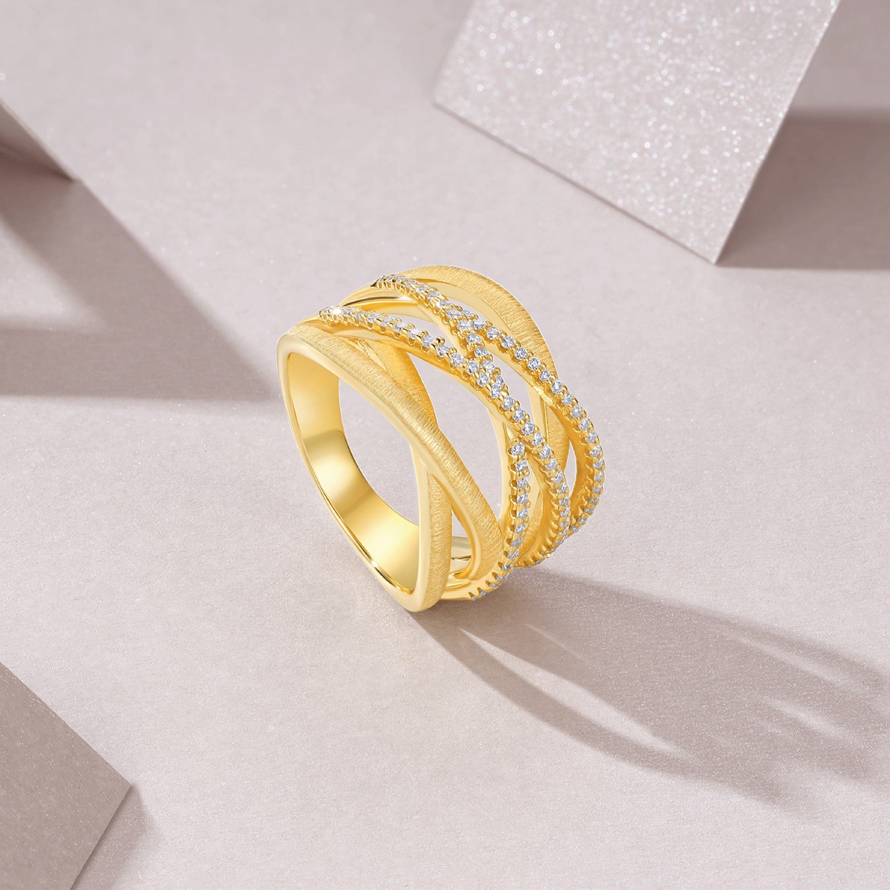 Intreccio Moissanite Band Ring in Gold-Tone Sterling Silver