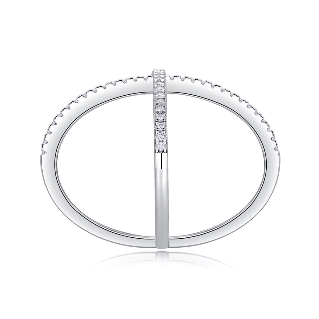 Axis Moissanite Band Ring in Sterling Silver