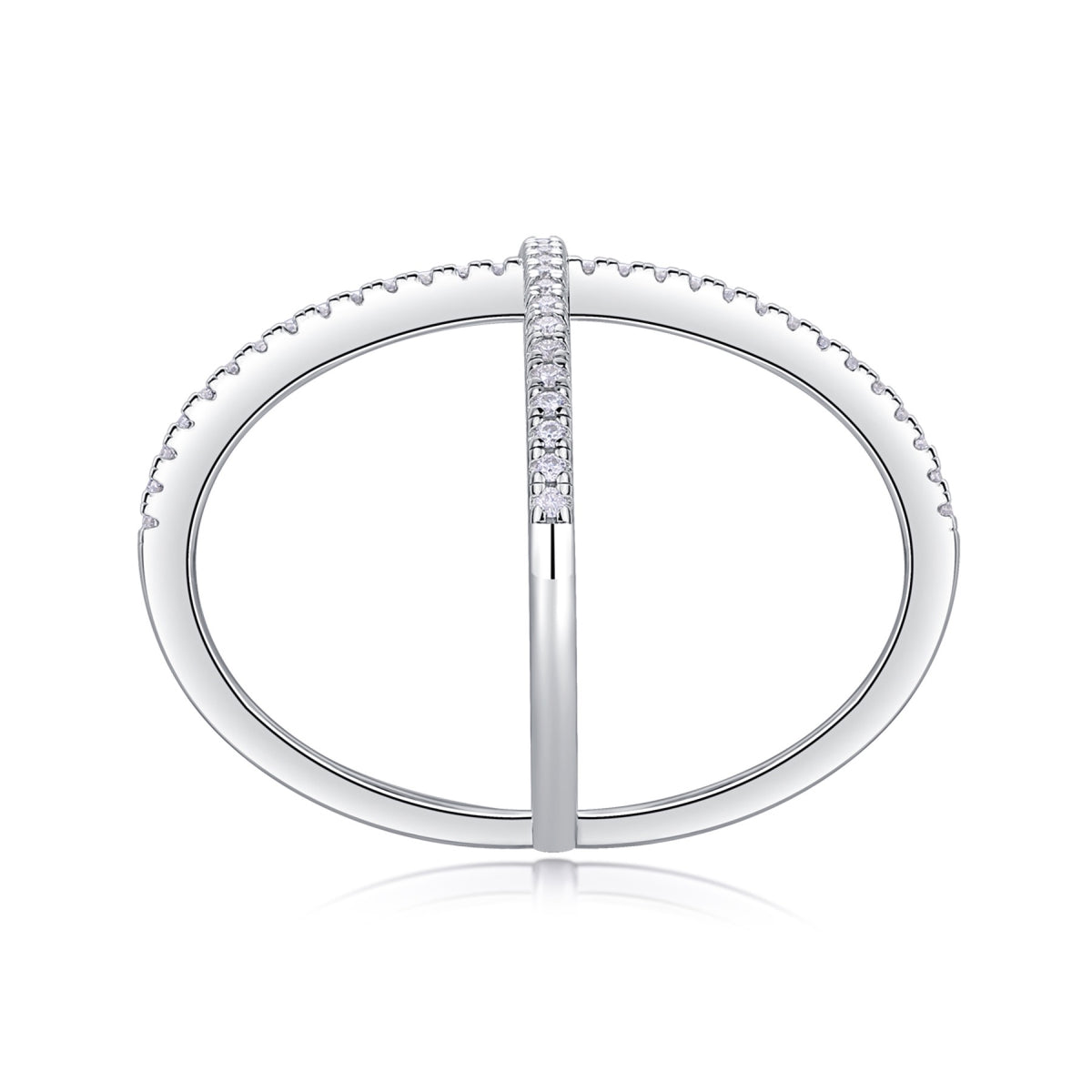 Axis Moissanite Band Ring in Sterling Silver