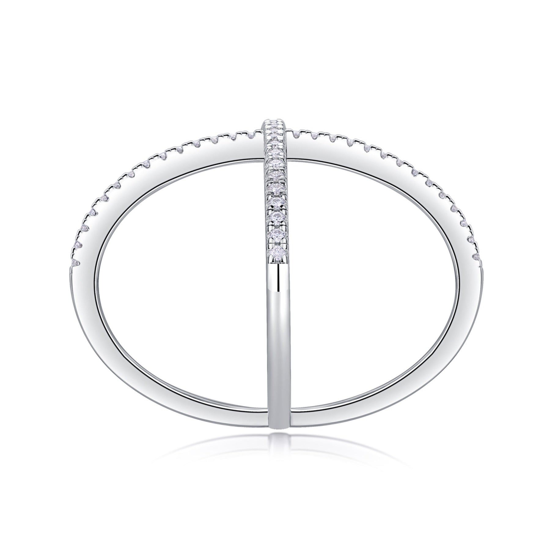 Axis Moissanite Band Ring in Sterling Silver
