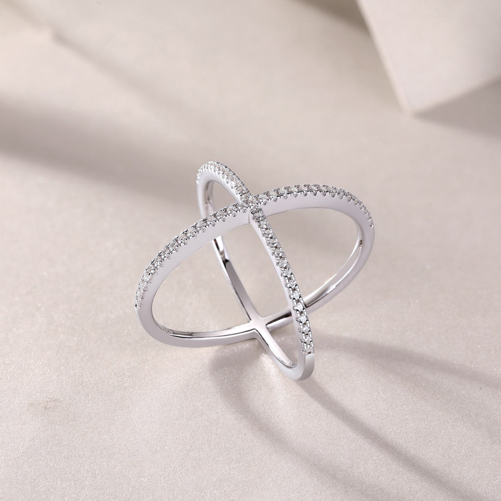 Axis Moissanite Band Ring in Sterling Silver