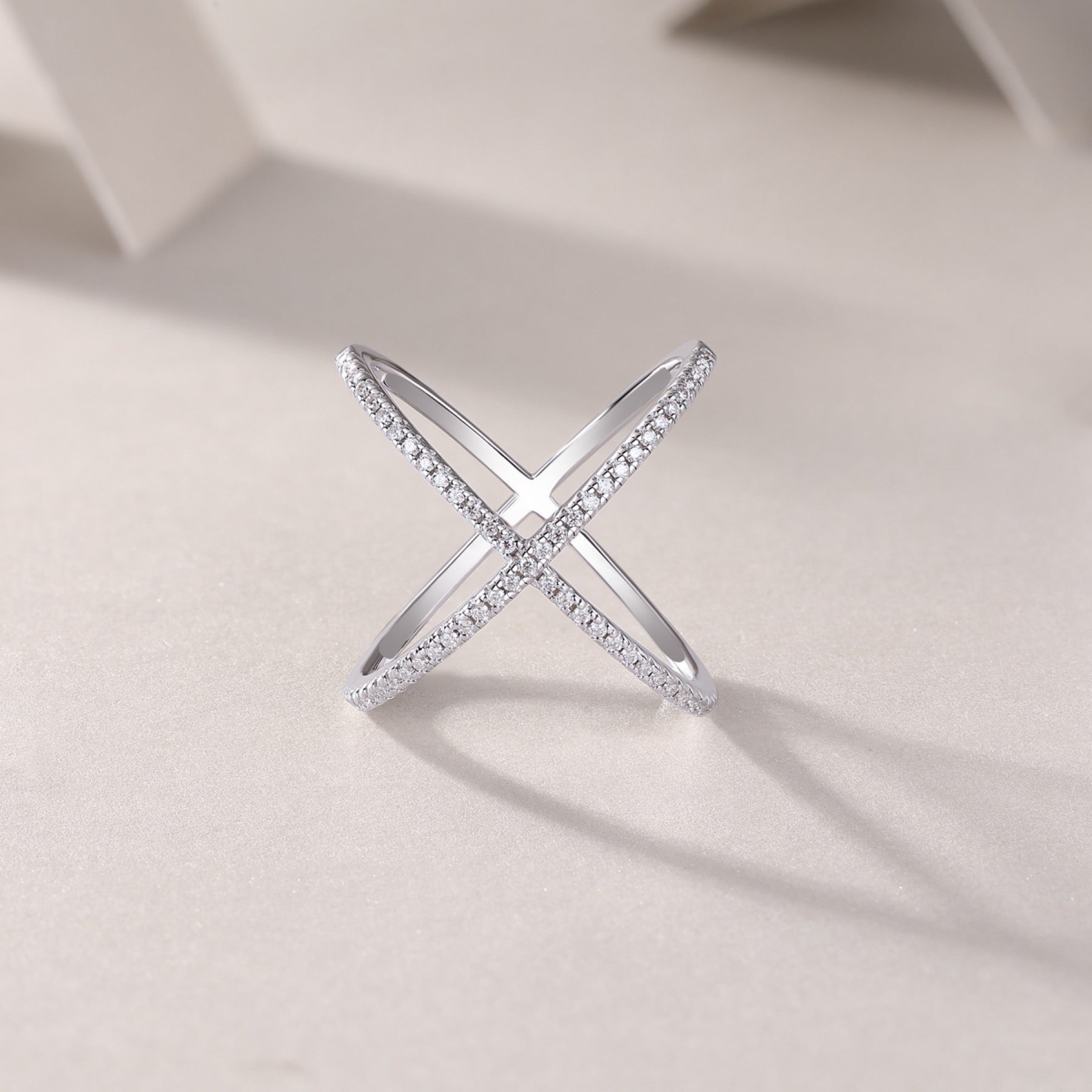 Axis Moissanite Band Ring in Sterling Silver