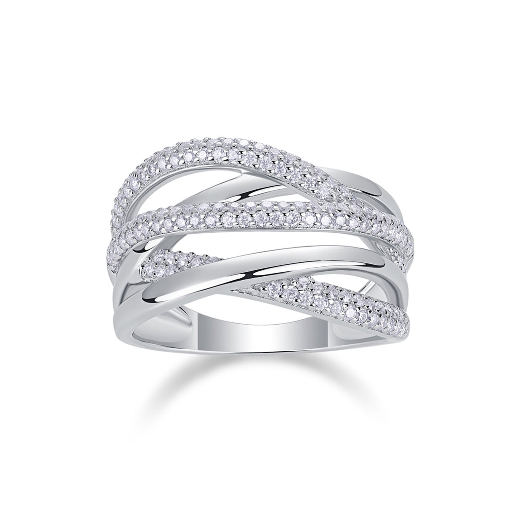 Interwoven Moissanite Band Ring in Sterling Silver