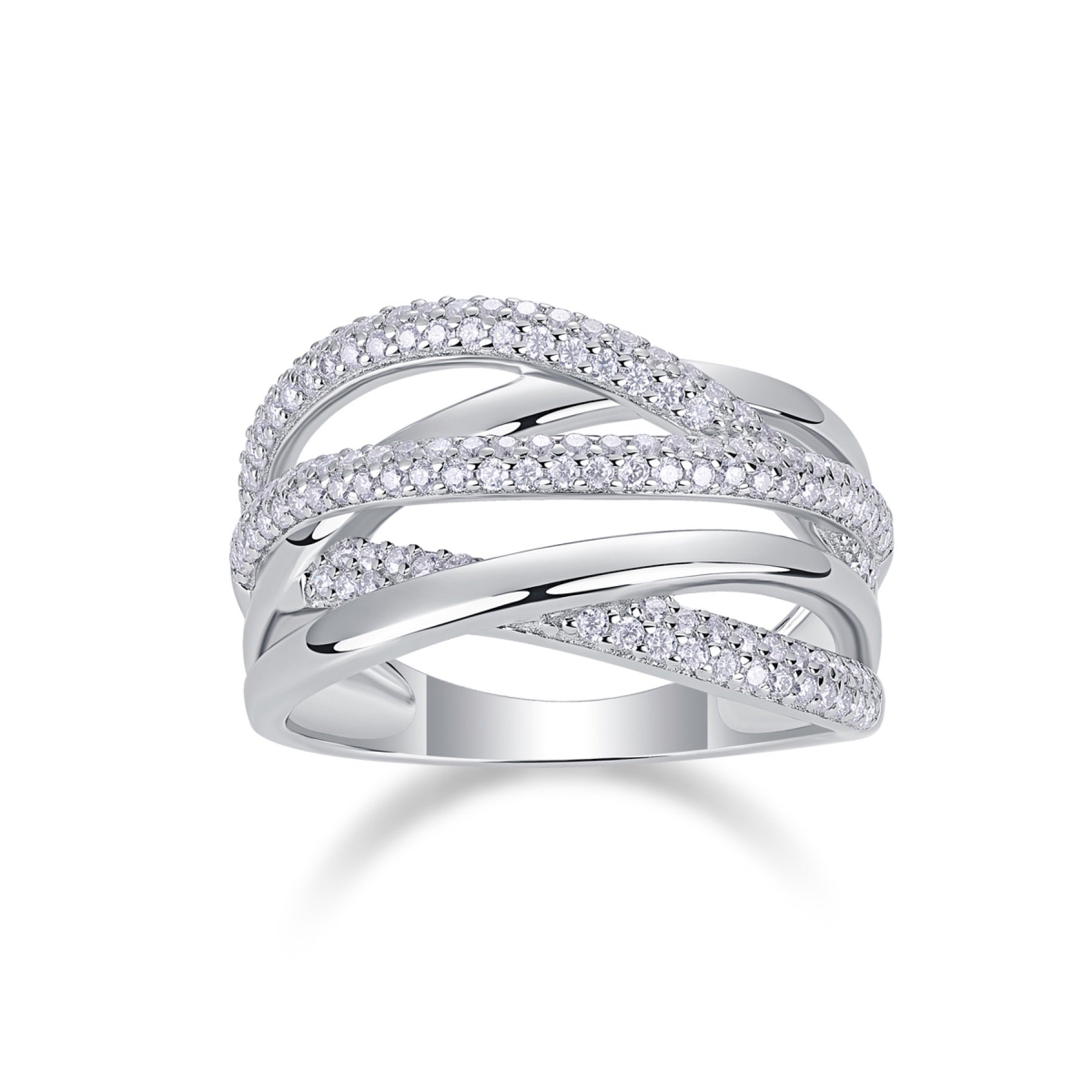 Interwoven Moissanite Band Ring in Sterling Silver