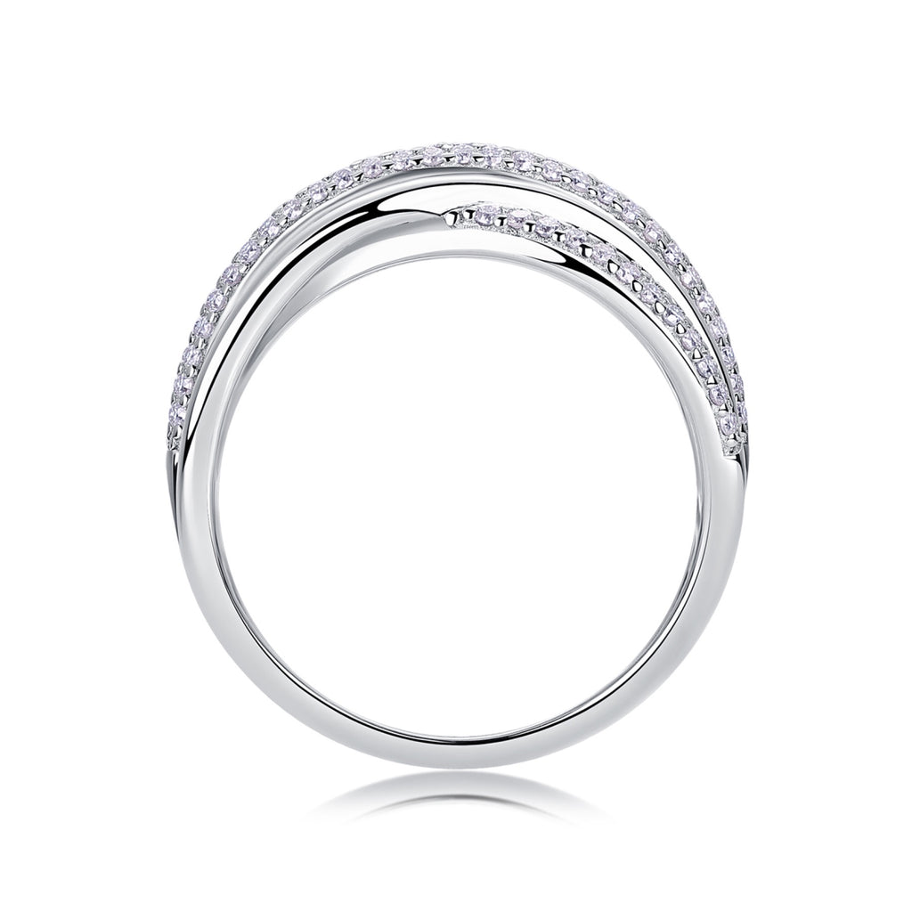 Interwoven Moissanite Band Ring in Sterling Silver