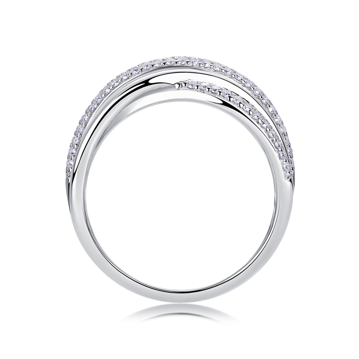 Interwoven Moissanite Band Ring in Sterling Silver