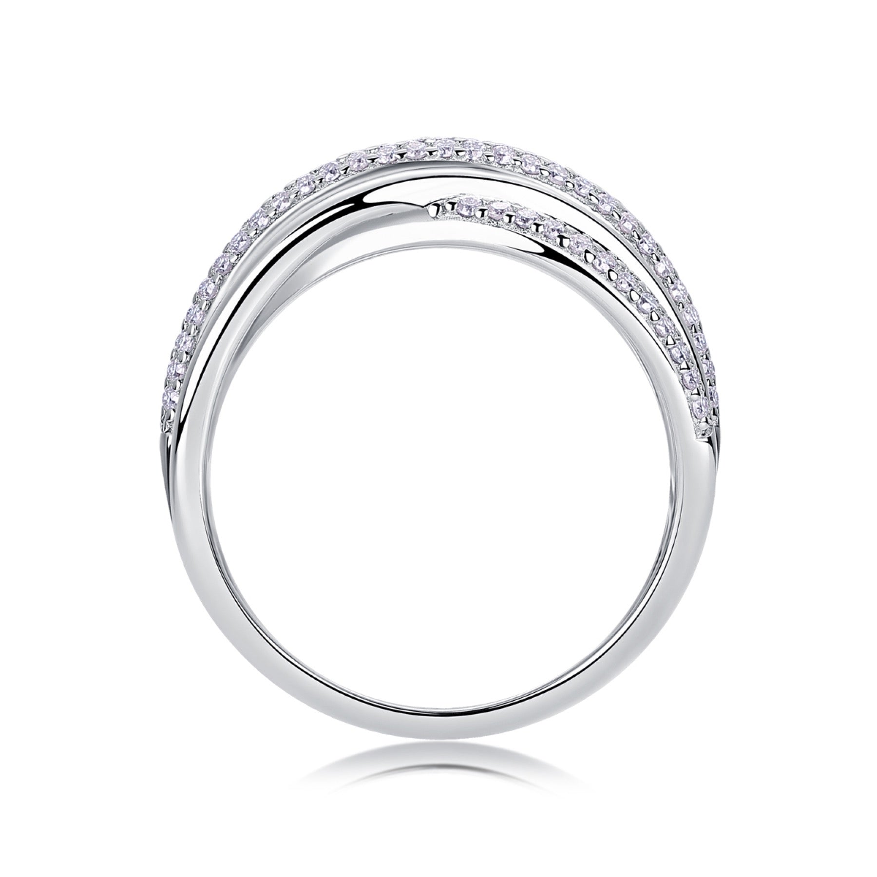 Interwoven Moissanite Band Ring in Sterling Silver