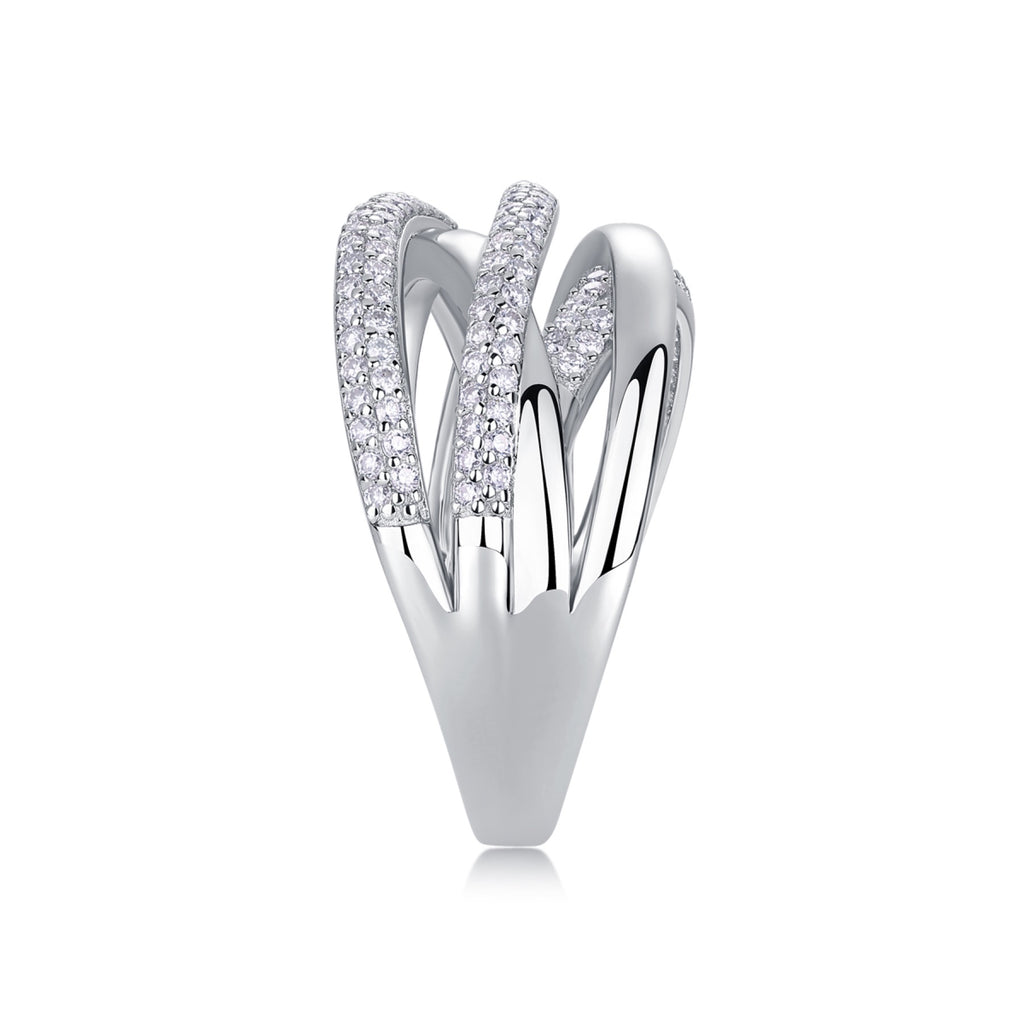 Interwoven Moissanite Band Ring in Sterling Silver