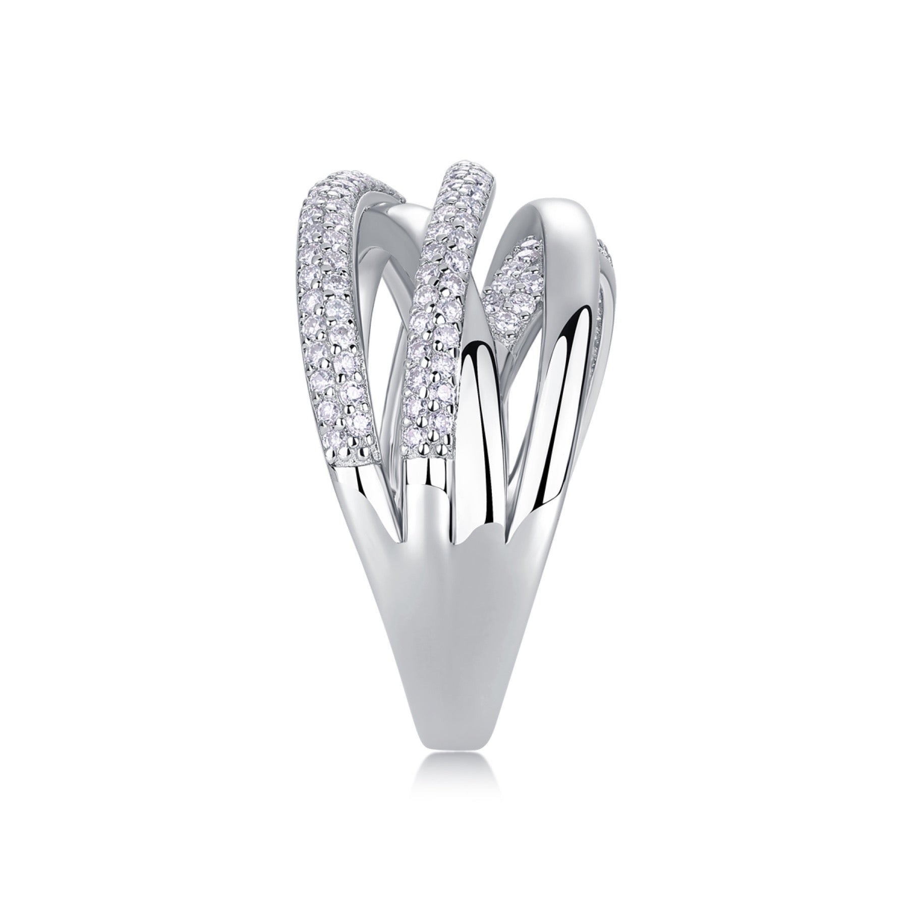 Interwoven Moissanite Band Ring in Sterling Silver