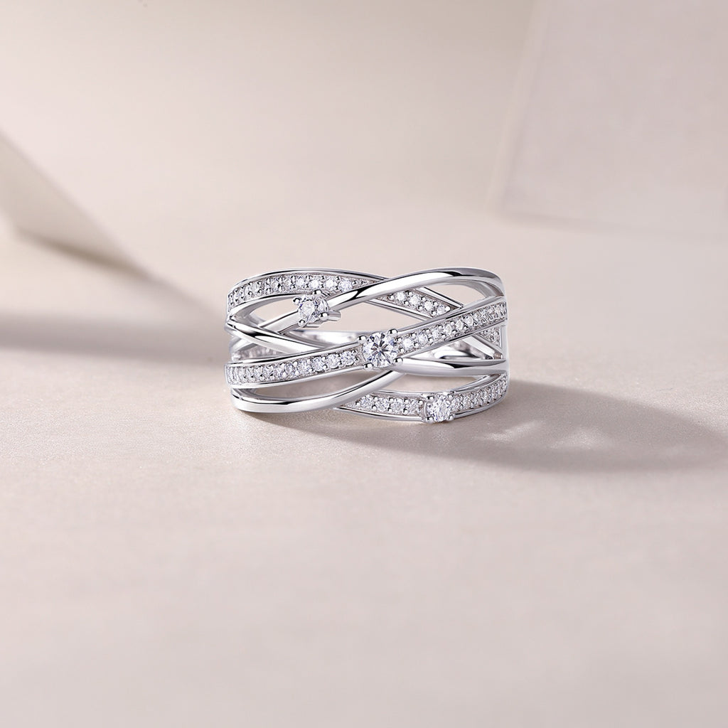 Radiate Moissanite Band Ring in Sterling Silver