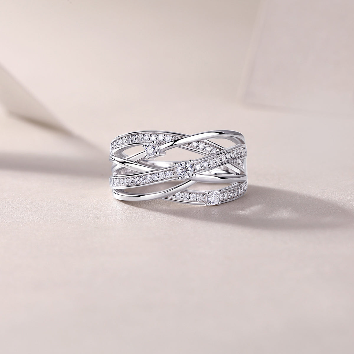 Radiate Moissanite Band Ring in Sterling Silver