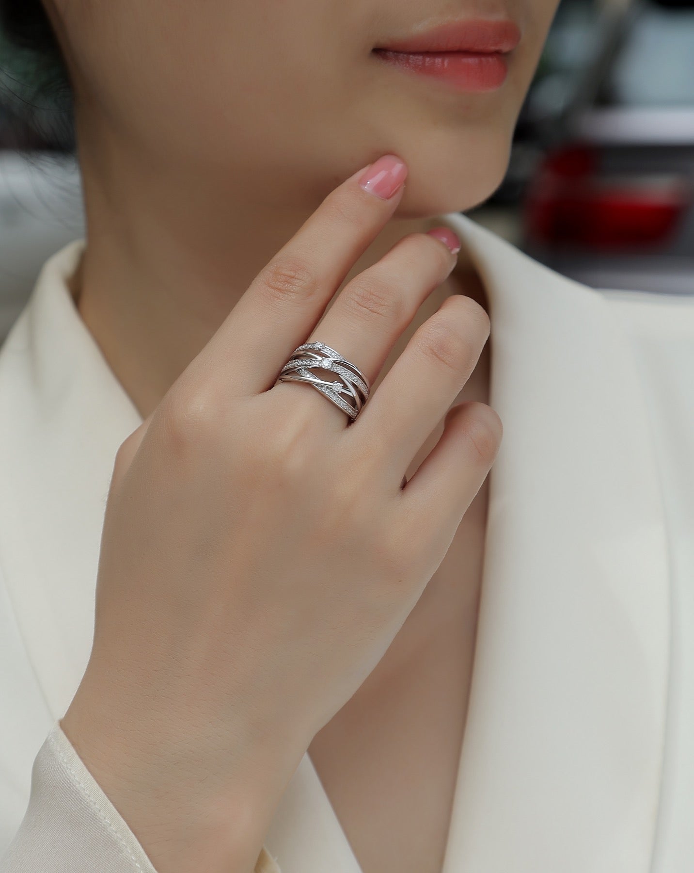 Radiate Moissanite Band Ring in Sterling Silver