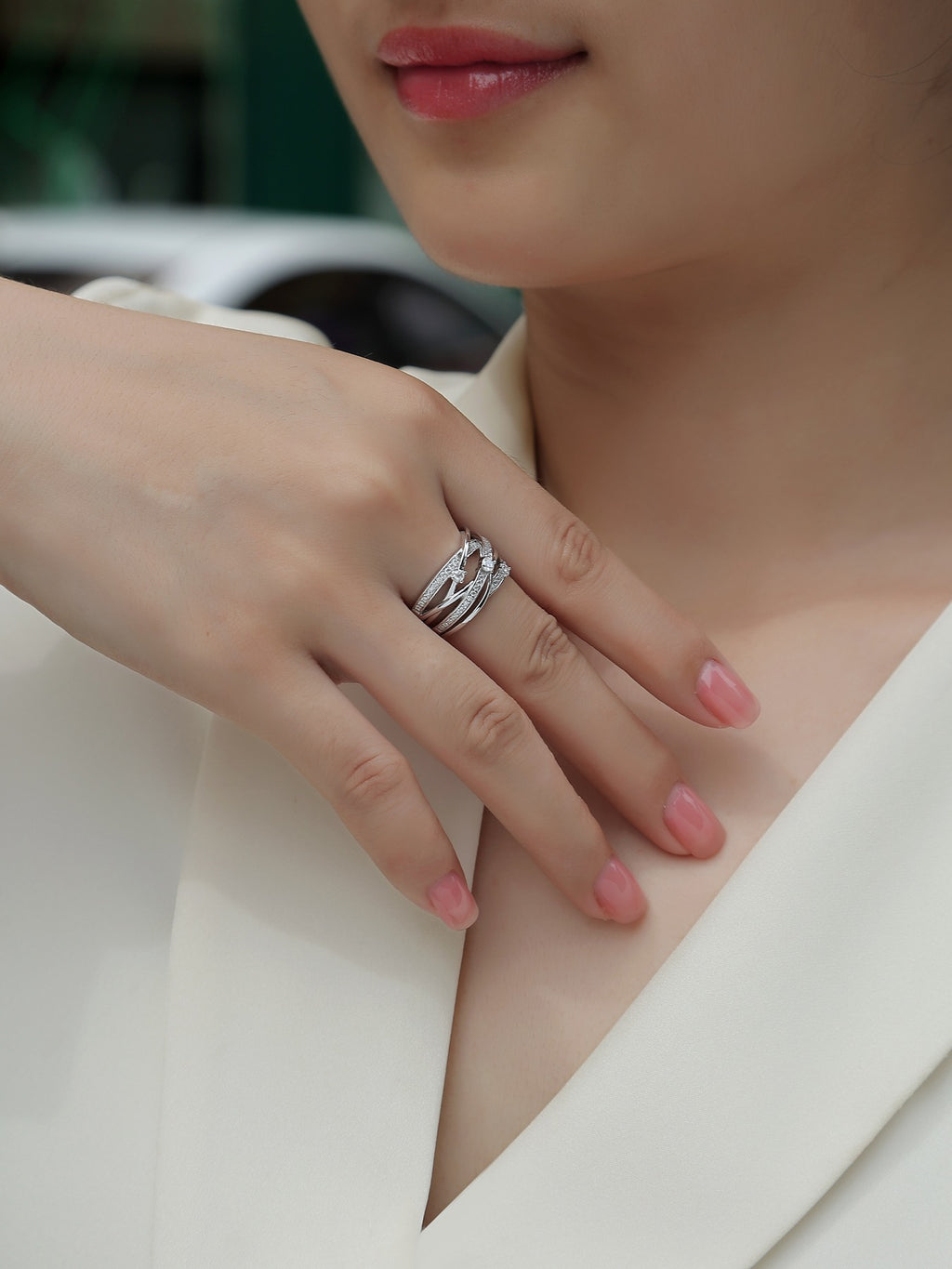 Radiate Moissanite Band Ring in Sterling Silver
