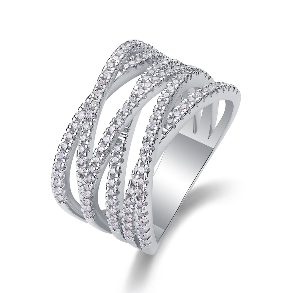 Social Moissanite Band Ring in Sterling Silver