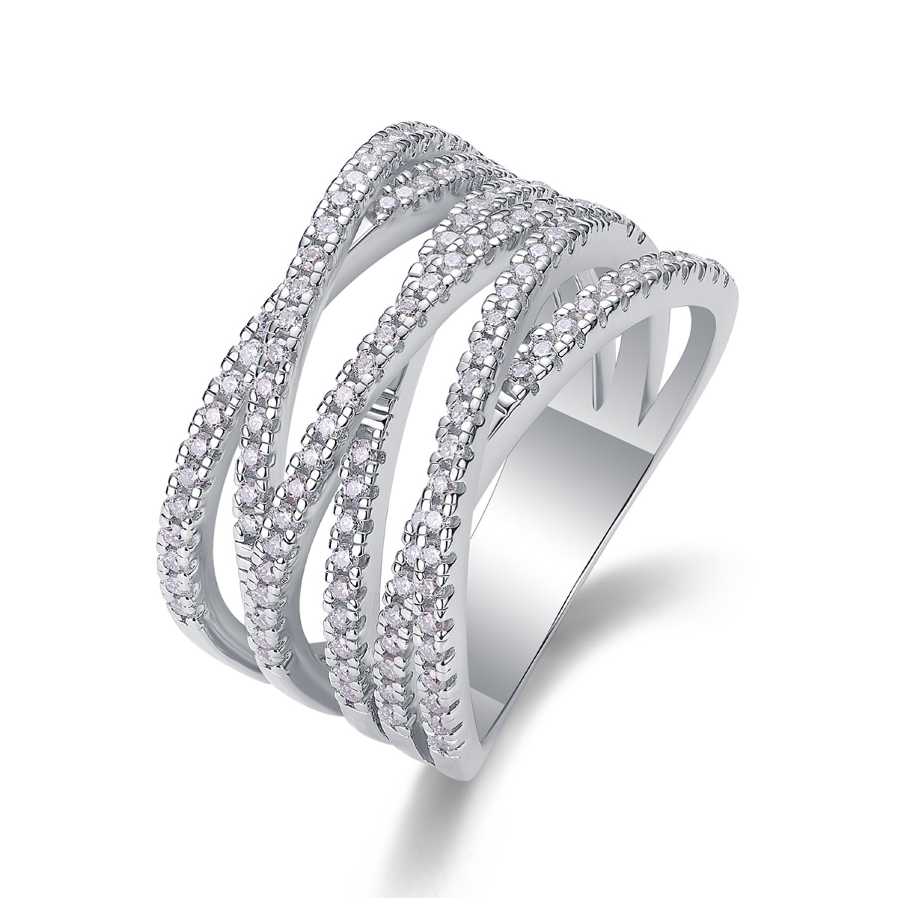 Social Moissanite Band Ring in Sterling Silver