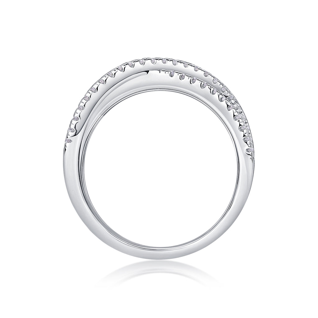 Social Moissanite Band Ring in Sterling Silver
