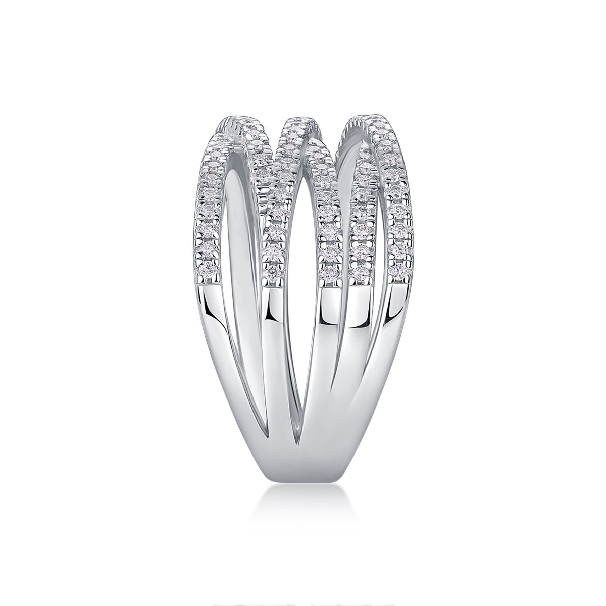 Social Moissanite Band Ring in Sterling Silver