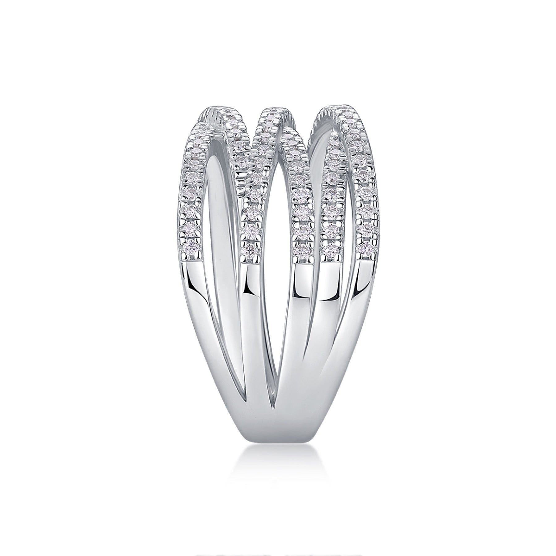 Social Moissanite Band Ring in Sterling Silver