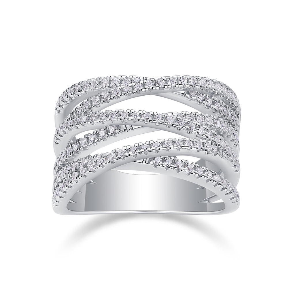 Social Moissanite Band Ring in Sterling Silver