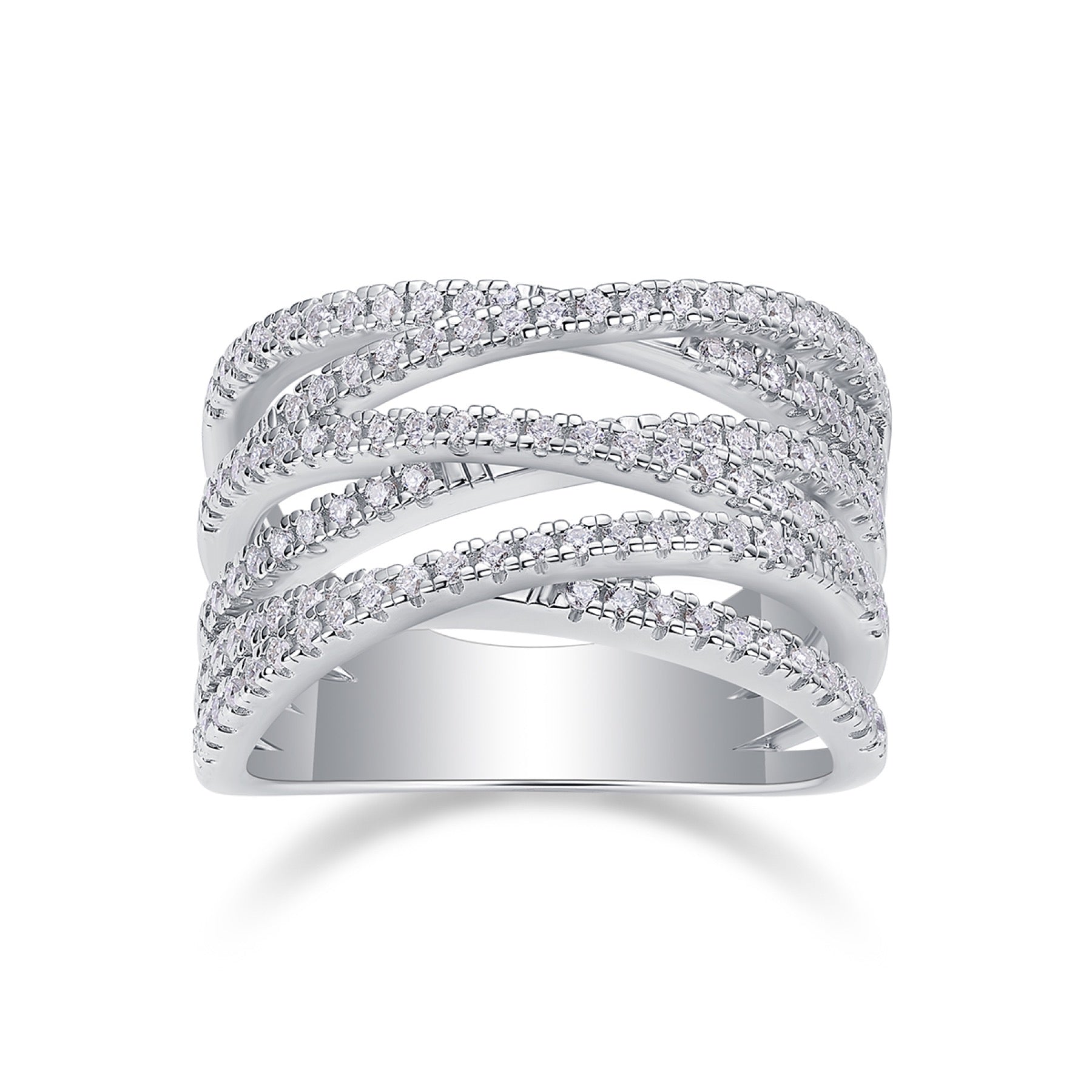 Social Moissanite Band Ring in Sterling Silver