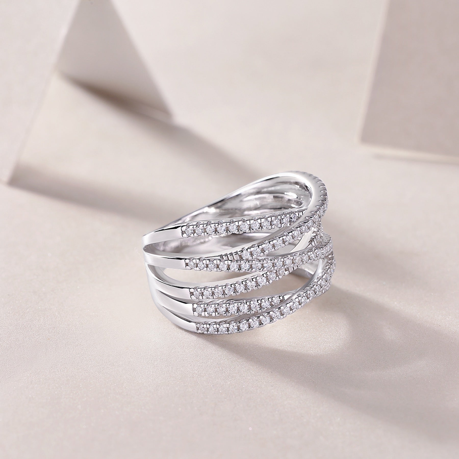 Social Moissanite Band Ring in Sterling Silver
