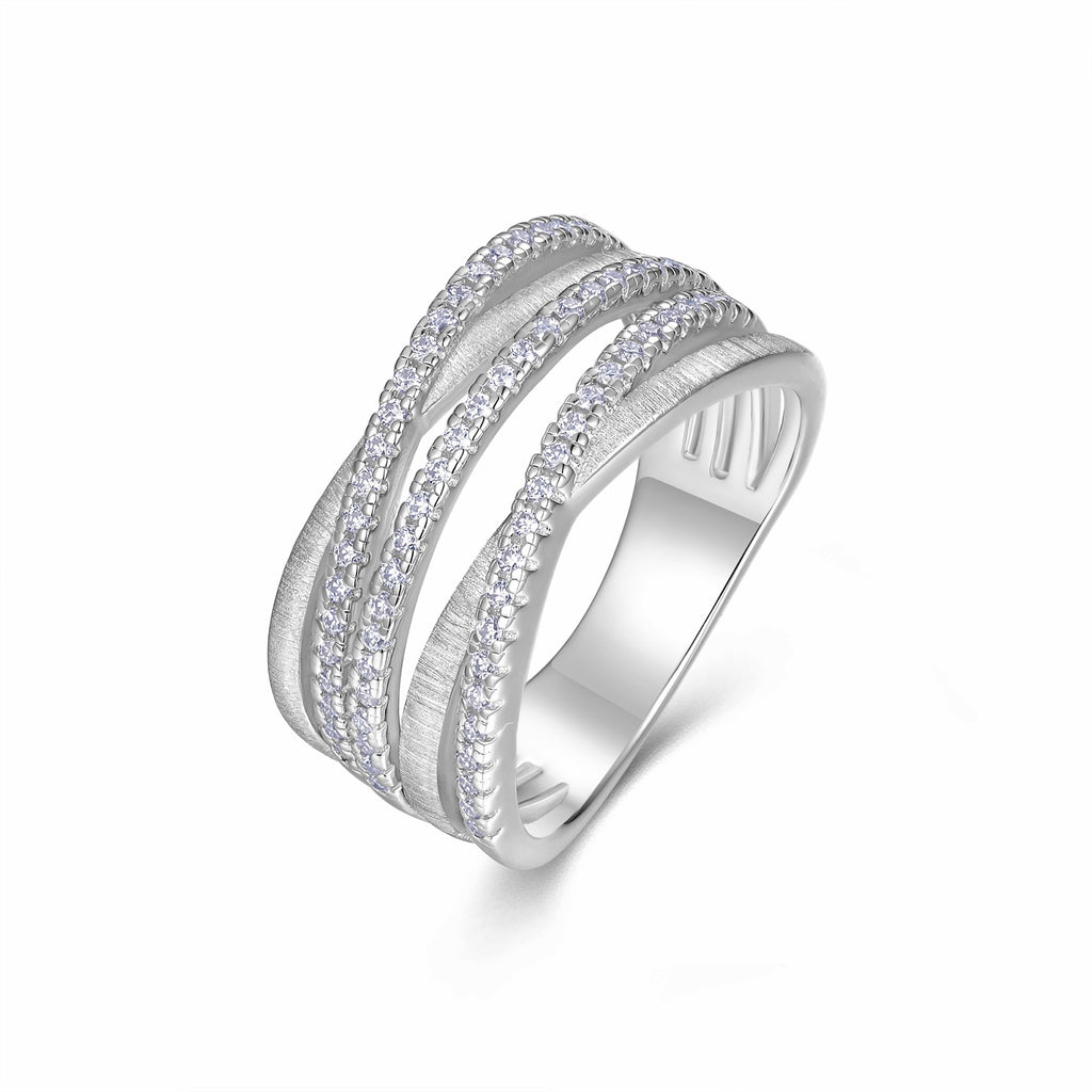 Strand Moissanite Band Ring in Sterling Silver