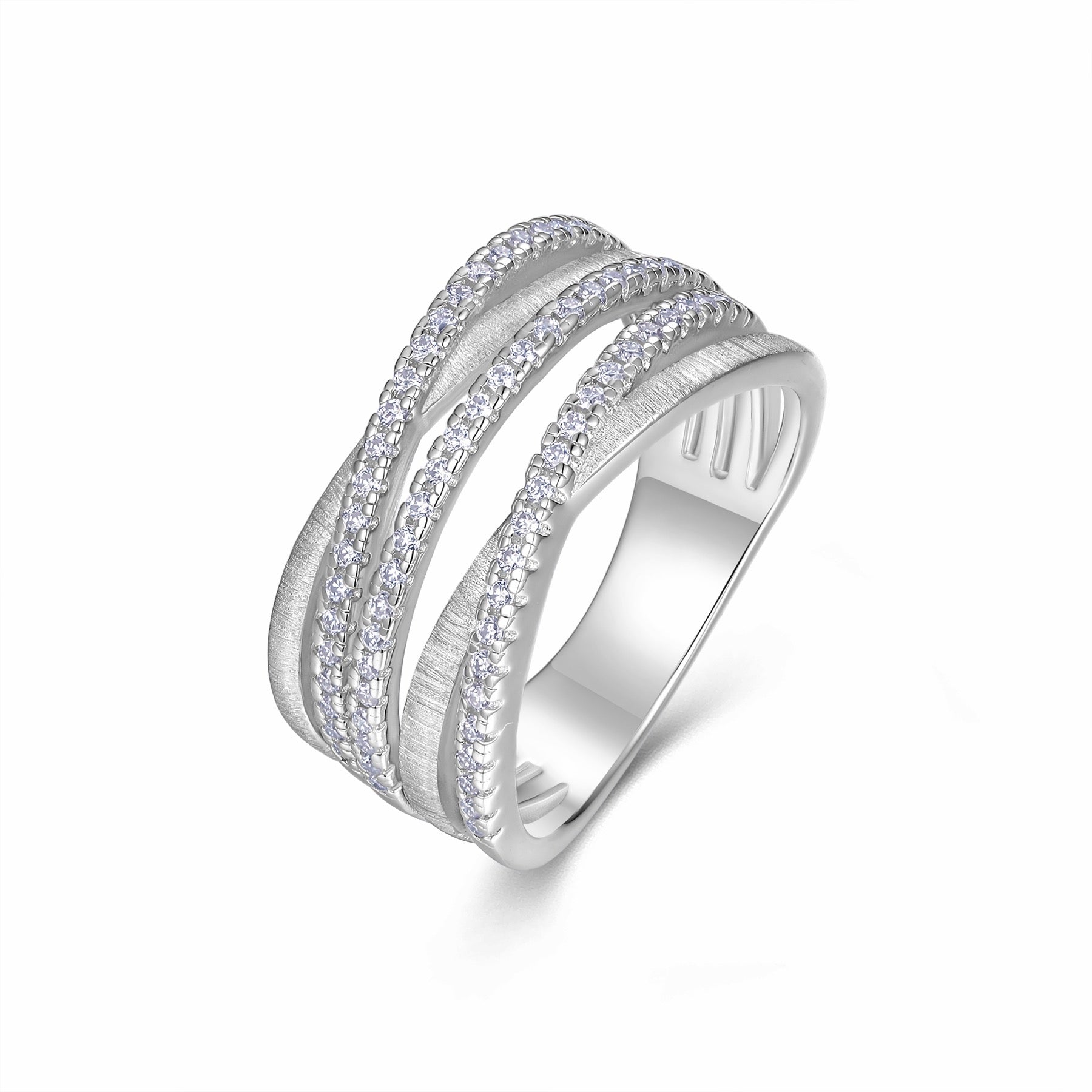 Strand Moissanite Band Ring in Sterling Silver