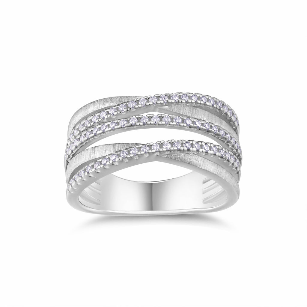 Strand Moissanite Band Ring in Sterling Silver