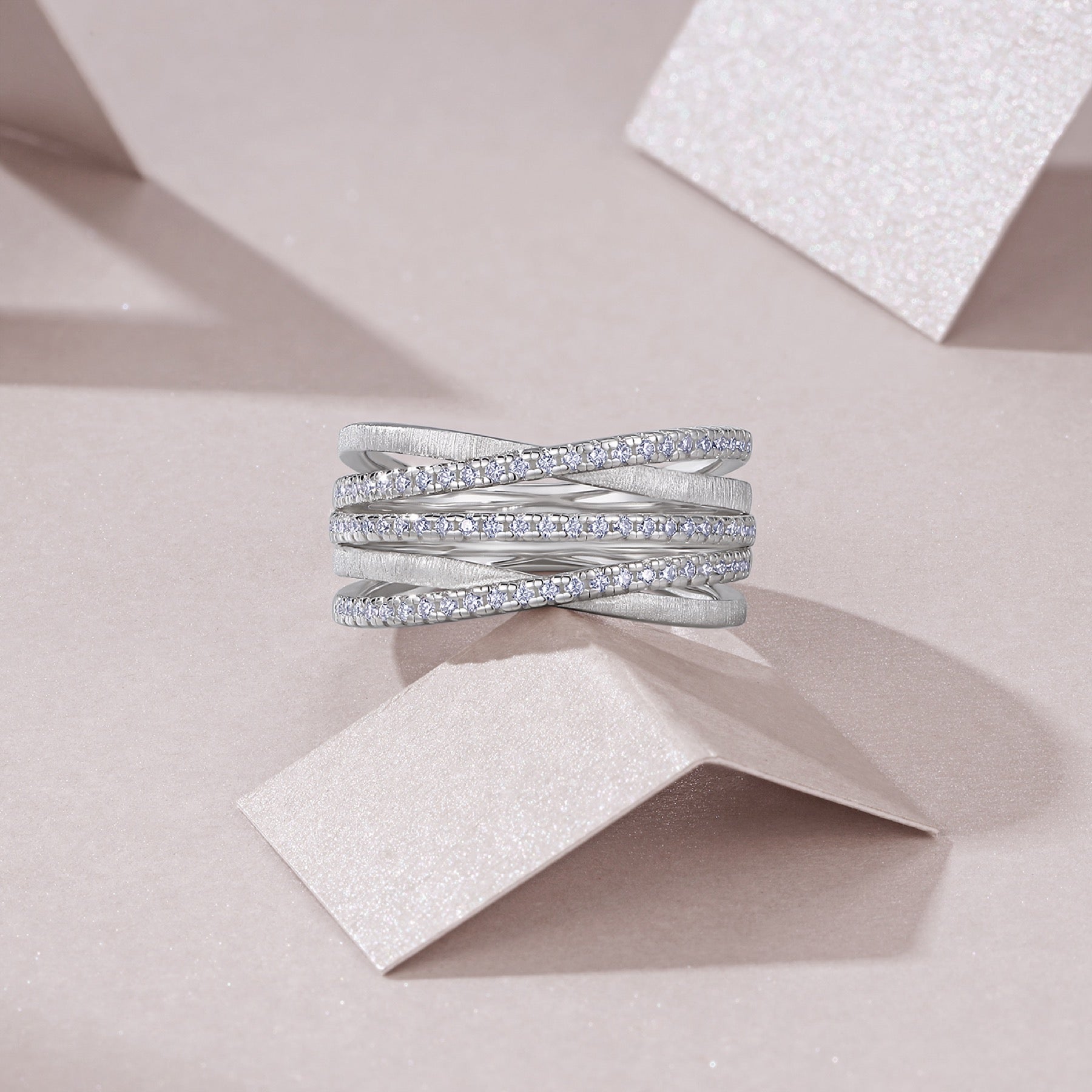 Strand Moissanite Band Ring in Sterling Silver