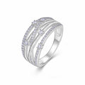 Split Moissanite Band Ring in Sterling Silver