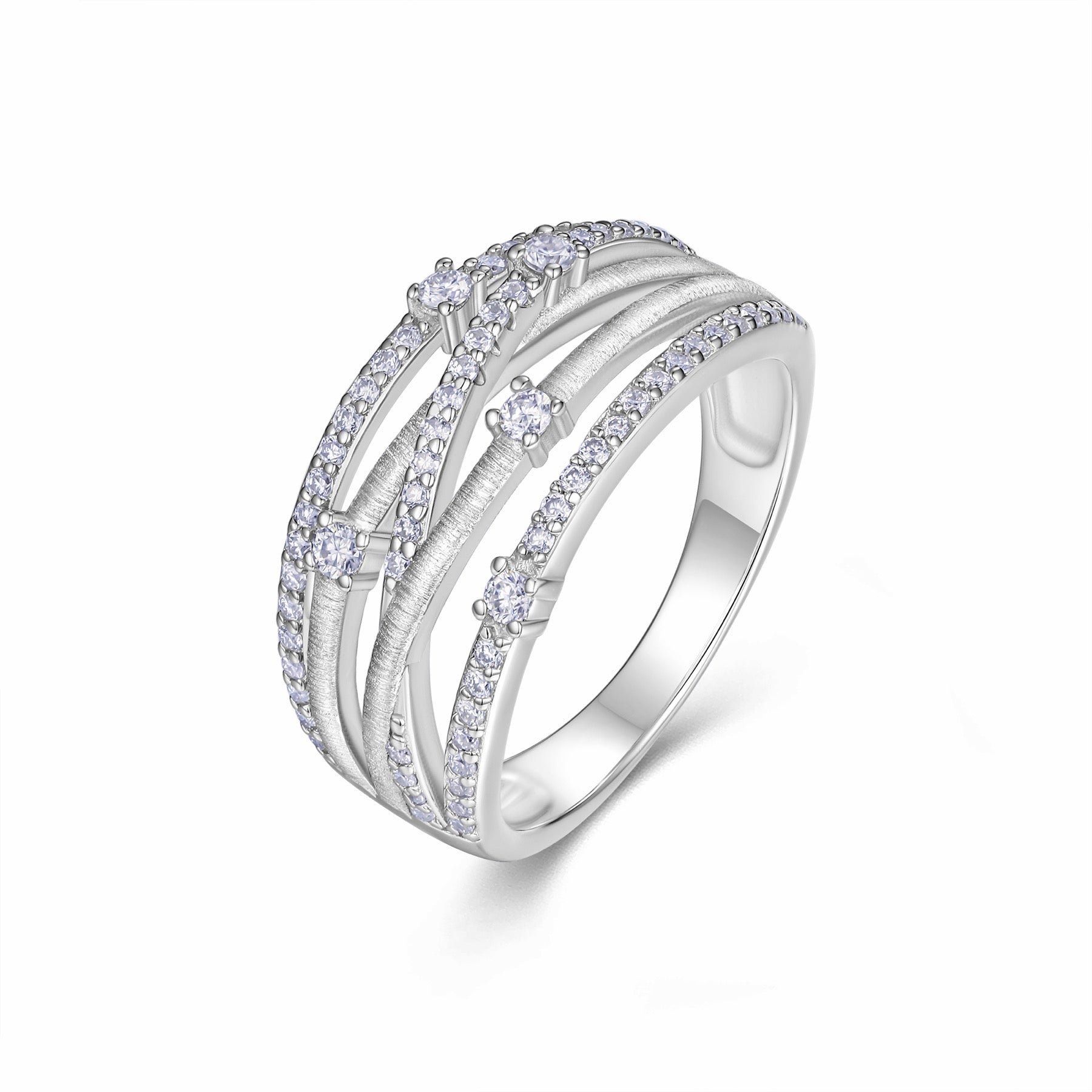 Split Moissanite Band Ring in Sterling Silver