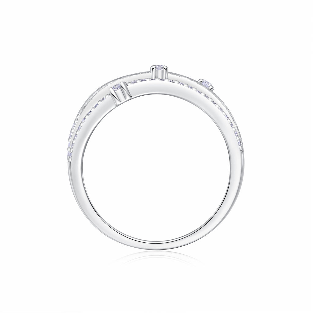 Split Moissanite Band Ring in Sterling Silver