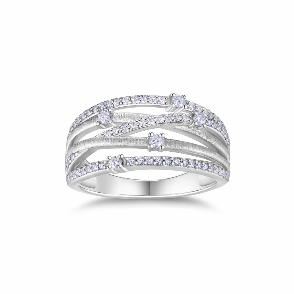 Split Moissanite Band Ring in Sterling Silver